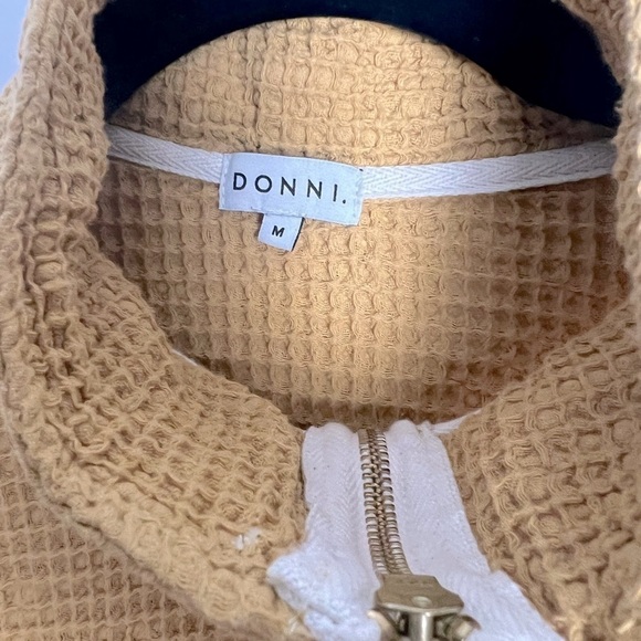 DONNI. Honey Waffle 1/4 Zip Pullover 100% Cotton Long Sleeve Top Size M - Picture 7 of 8